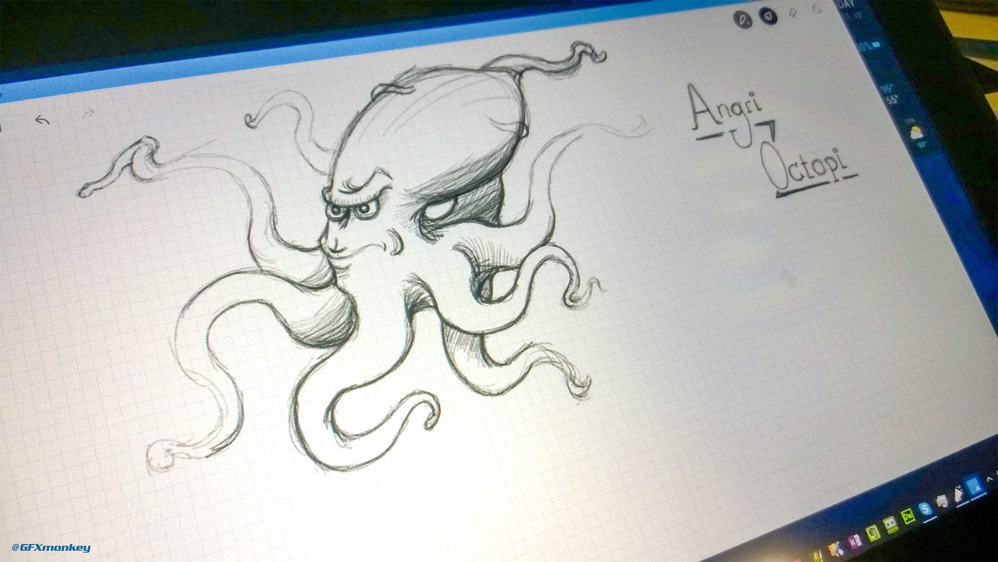 WIP Digital sketch of an octopus.
