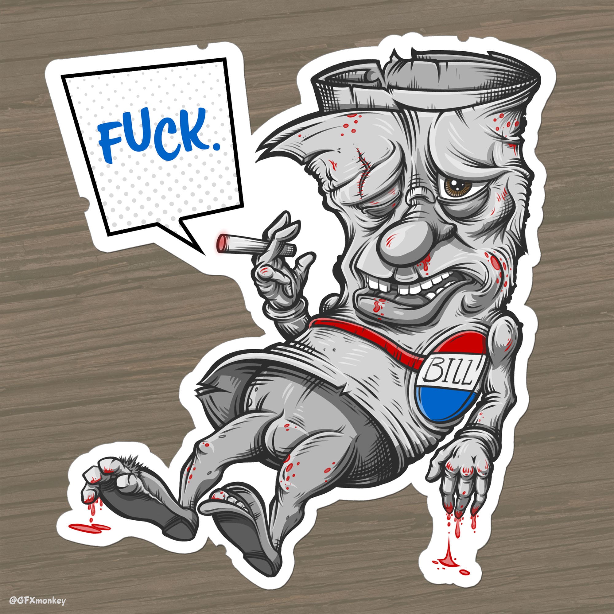 Cartoon Bill character rendered as a sticker.