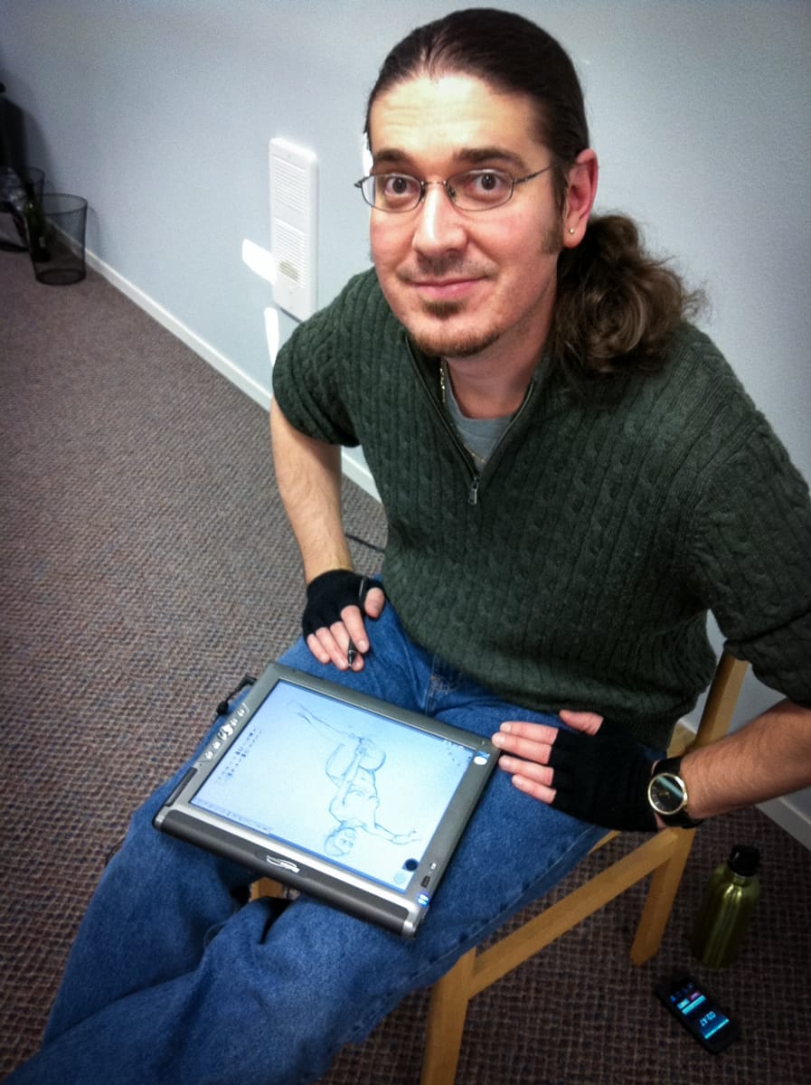 Deedubyah drawing on a TabletPC.